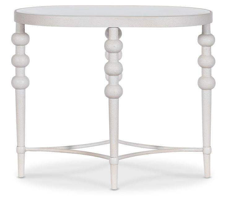 Horizon White Oval Glass Top End Table