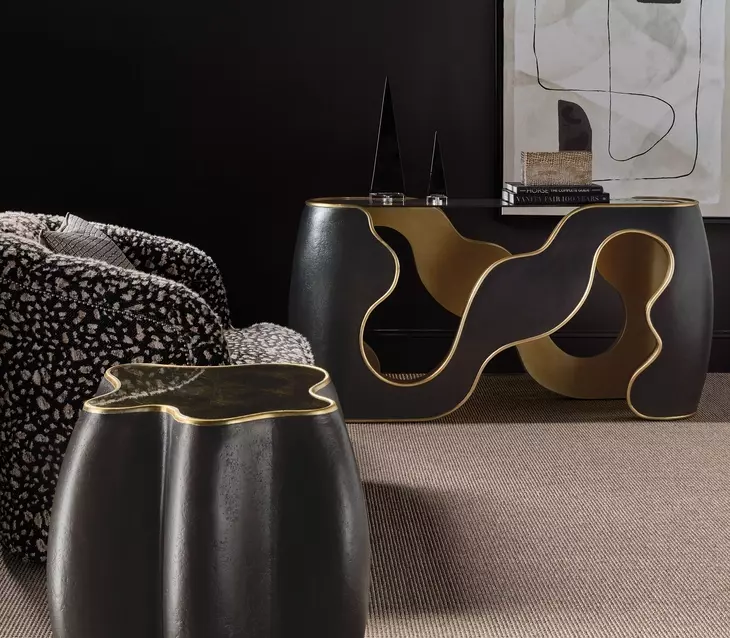 Melange Black and Gold Free Form End Table