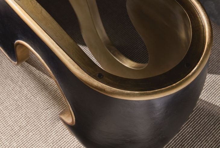 Melange Black and Gold 64" Glass Top Console Table