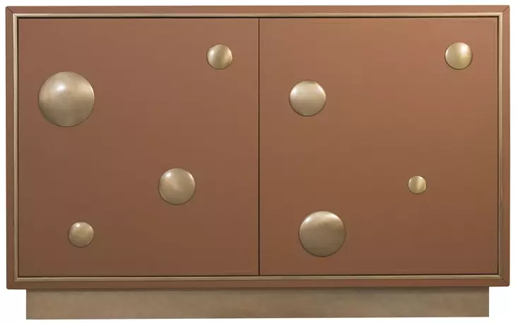 Melange Brown and Gold Upholstered 2 Door Hall Chest