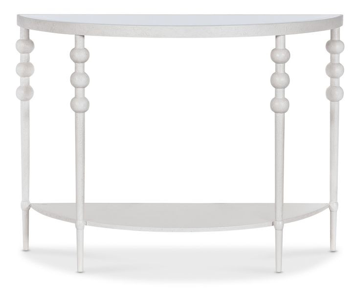 Melange White 44" Glass Top Demilune Console