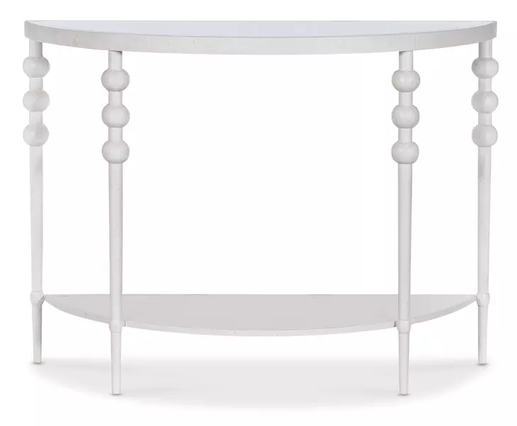 Melange White 44" Glass Top Demilune Console