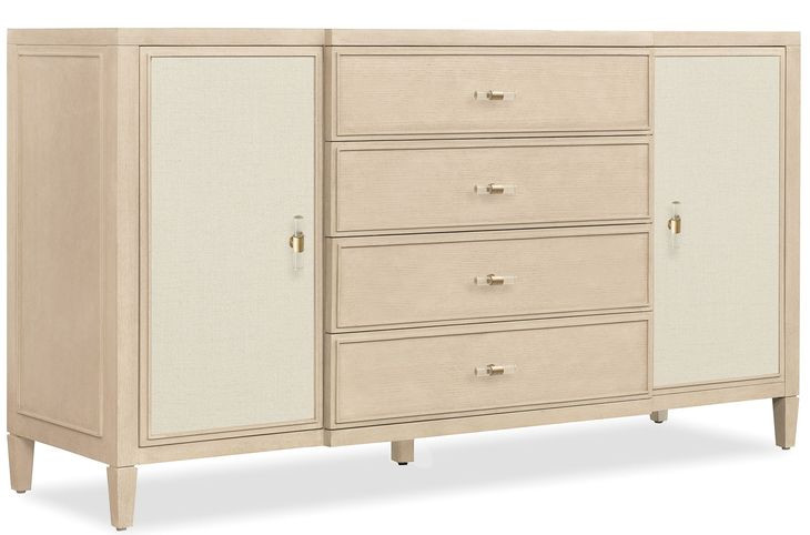 Melange Beige Upholstered Panel Bedroom Set