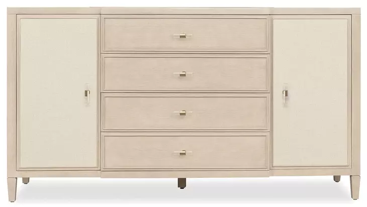 Melange Beige Upholstered 4 Drawer Dresser