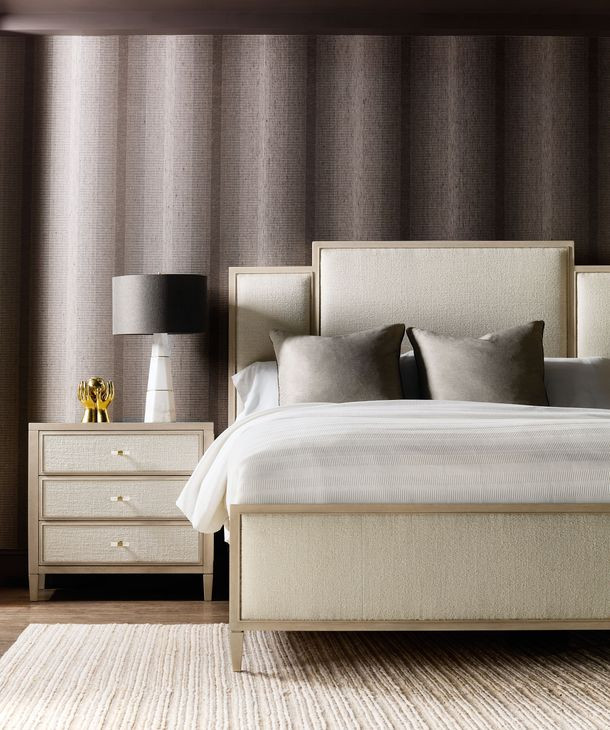 Melange Beige Upholstered Queen Panel Bed