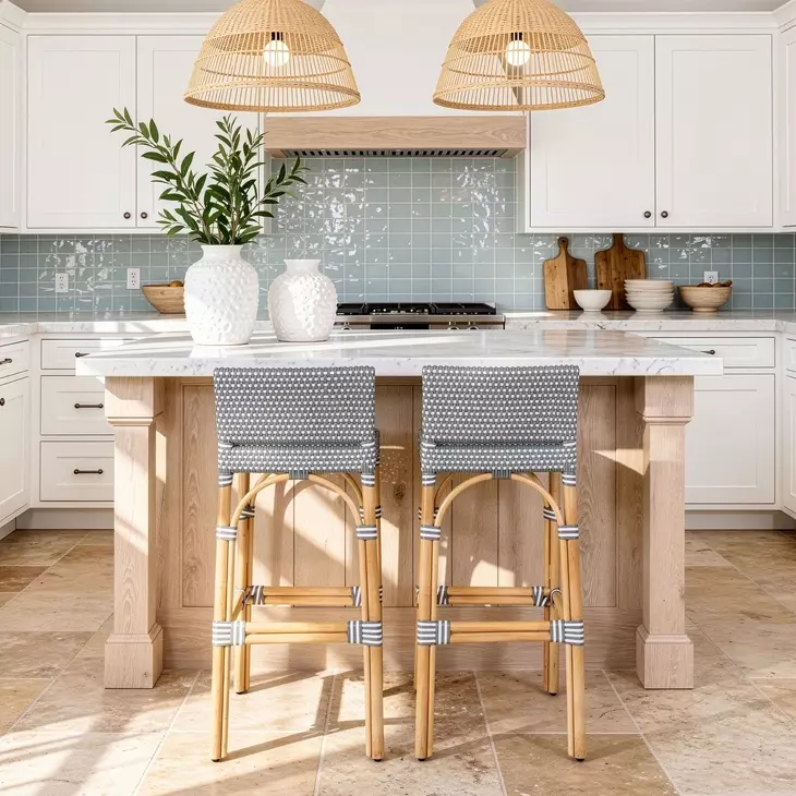 Serienna Gray and White Bar Stool