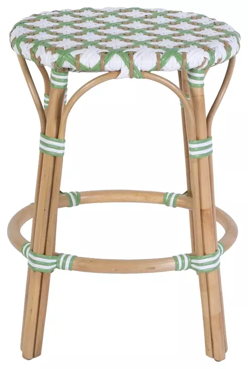 Ballito French White and Green Counter Height Stool