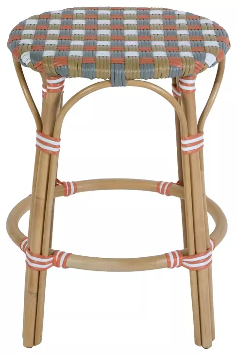 Ballito French Orange and Brown Counter Height Stool