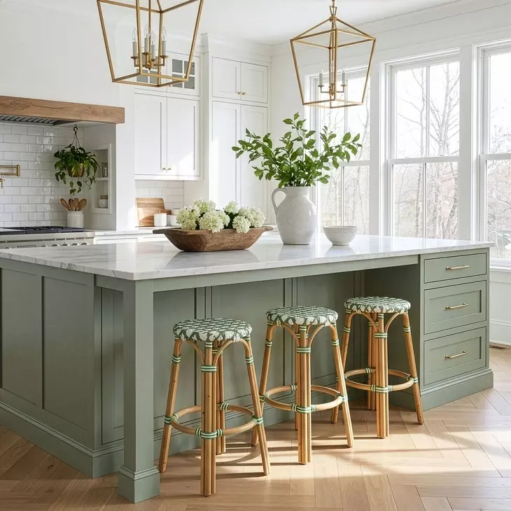 Ballito French White and Green Bar Stool