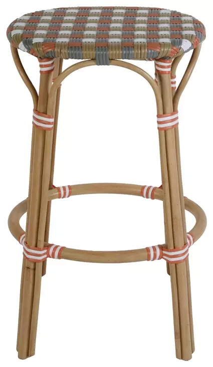 Ballito French Orange and Brown Bar Stool
