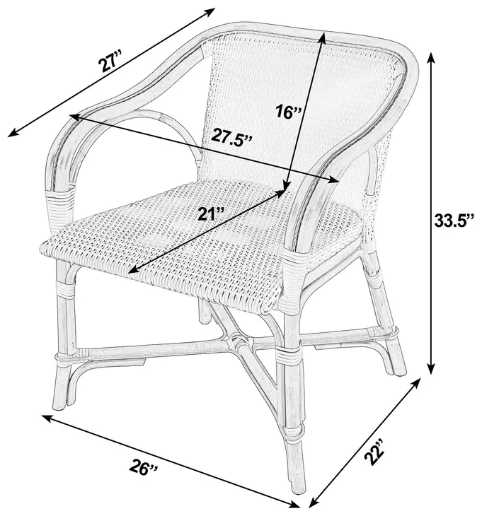 Portofino Gray and White Arm Chair