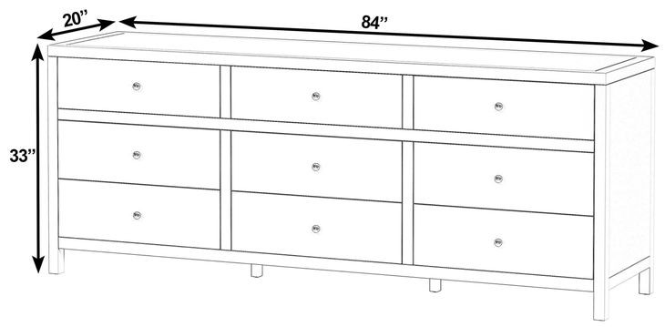 Nora Antique Taupe 9 Drawers Dresser