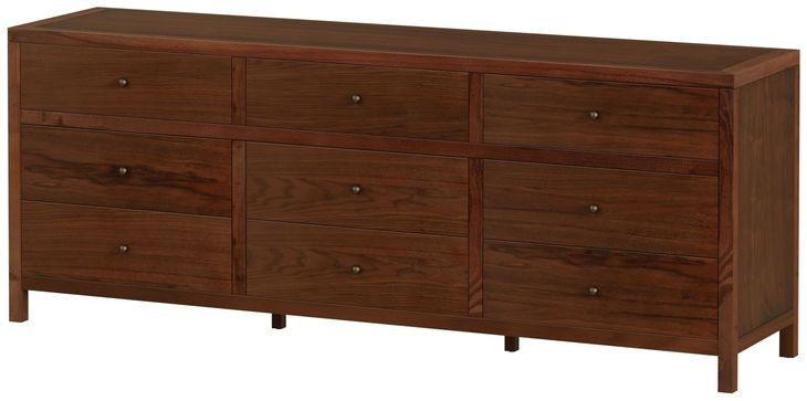 Nora Walnut 9 Drawers Dresser