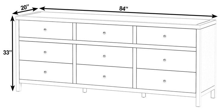 Nora Walnut 9 Drawers Dresser