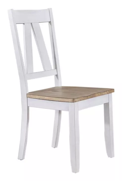 Harvest Fields Weathered White and Sandstone 5 Piece Extendable Trestle Dining Set