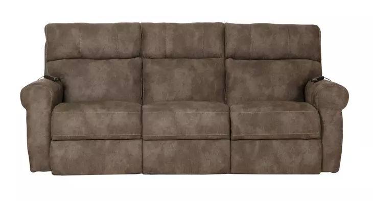 Tranquility Pewter Lay Flat Power Reclining 87" Sofa with Power Lumbar and Heat Massage