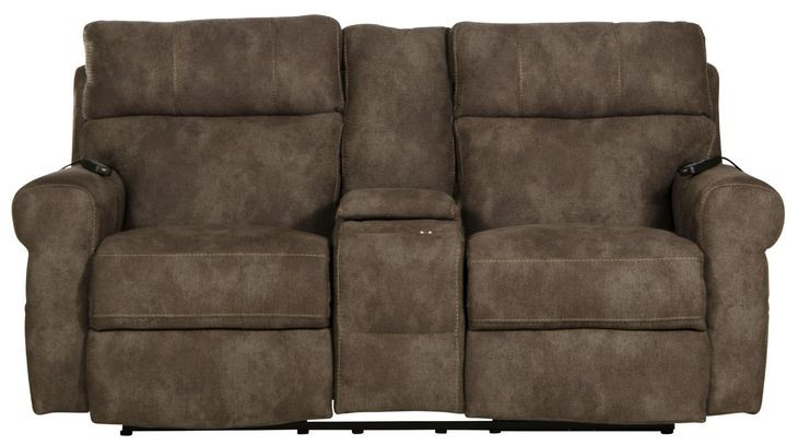 Tranquility Pewter Lay Flat Power Reclining Console 76" Loveseat with Power Lumbar and Heat Massage