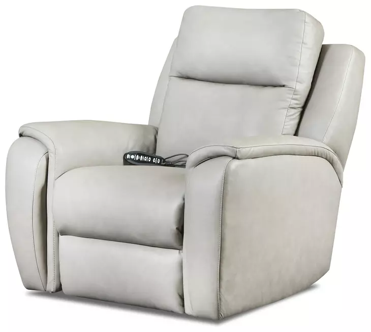Drake Light Gray Leather Zero Gravity Power Recliner with Massage and USB Charging