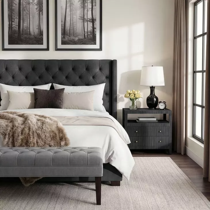 Nora Charcoal 2 Drawer Open Nightstand
