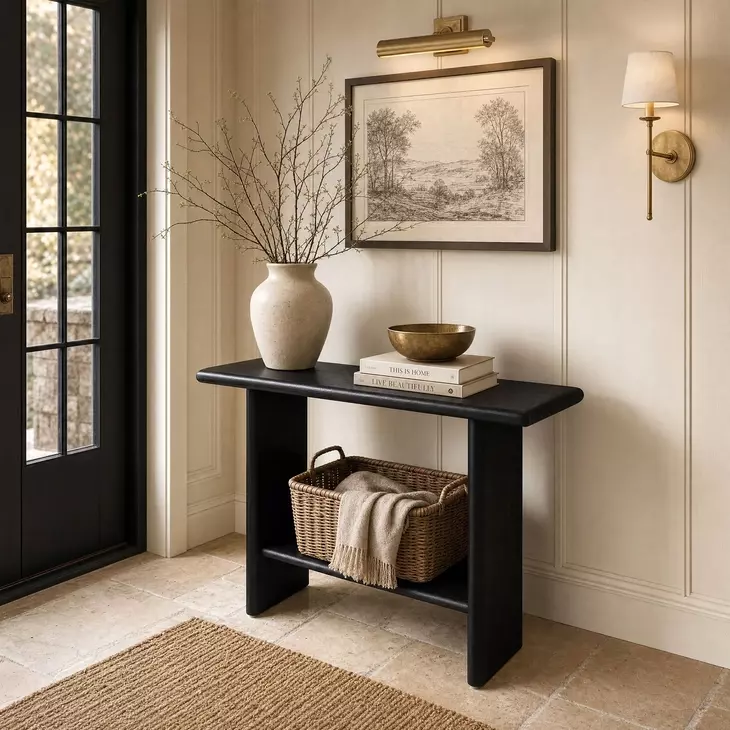 Halmstad Black Rectangular Console Table