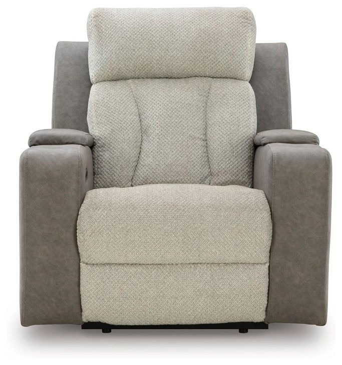 Point Clear Sisal Power Recliner with USB Charging and Lumbar Support