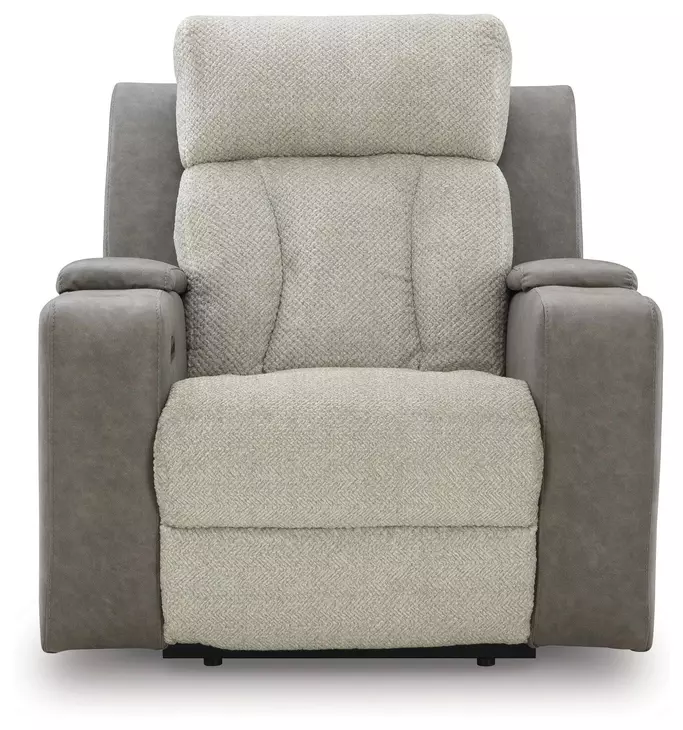 Point Clear Sisal Power Recliner with USB Charging and Lumbar Support