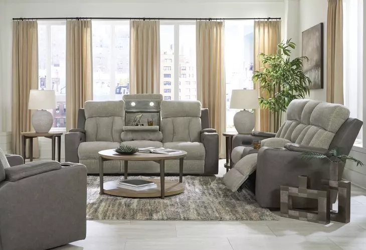 Point Clear Sisal Power Recliner with USB Charging and Lumbar Support