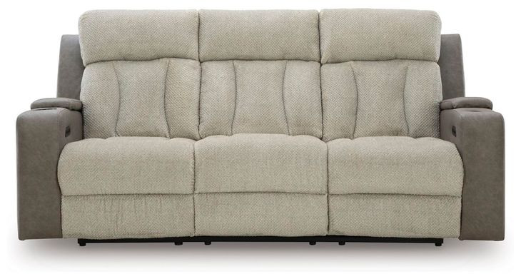 Point Clear Sisal 87" Power Reclining Sofa with USB Charging and LED