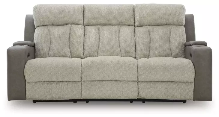 Point Clear Sisal 87" Power Reclining Sofa with USB Charging and LED
