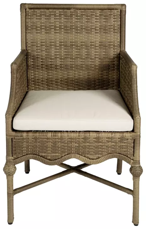 Scarlett Ivory Upholstered Outdoor Armed Dining Chair