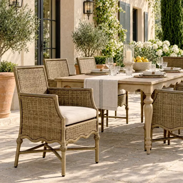 Scarlett Ivory Upholstered Outdoor Armed Dining Chair