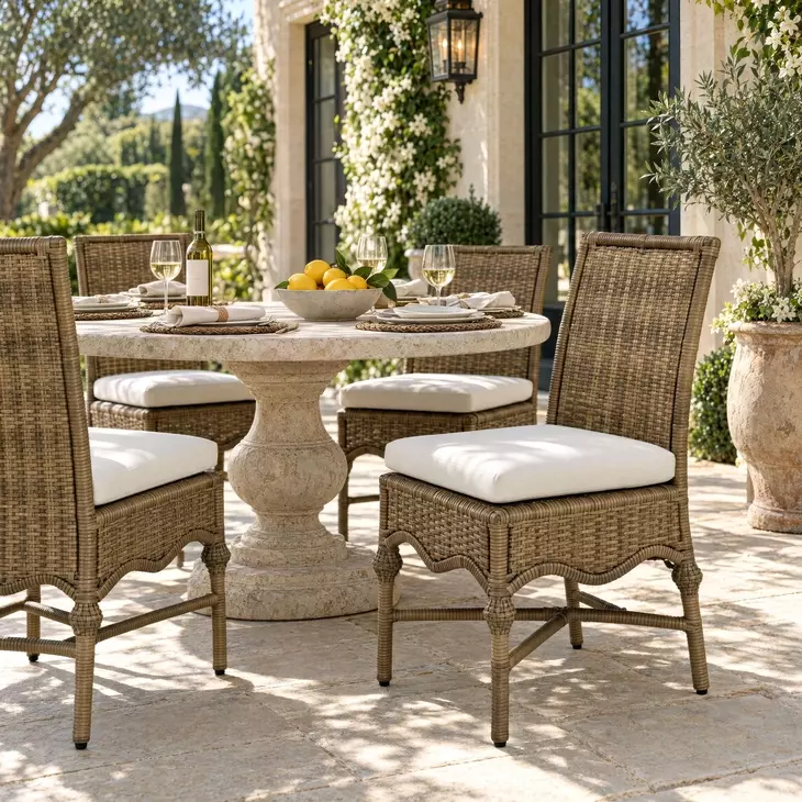 Scarlett Ivory Upholstered Outdoor Dining Side Chair