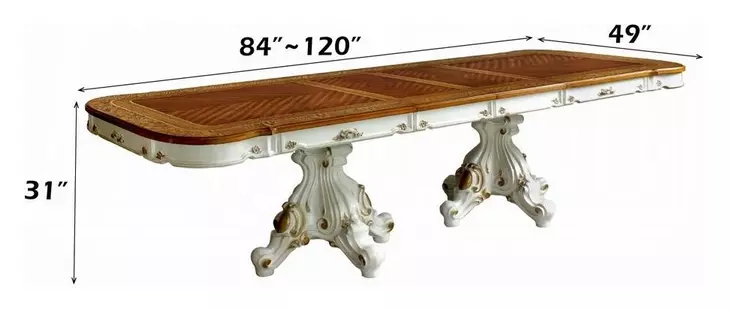 Picardy Antique Pearl and Cherry Oak 120" Extendable Rectangular Dining Table