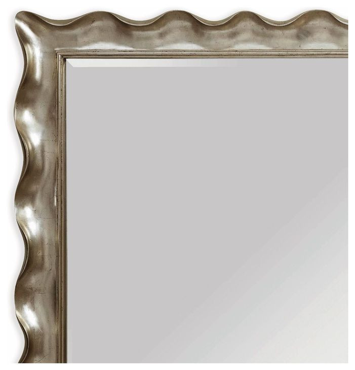 Pie Silver Leaf Rectangular Crust Floor Mirror