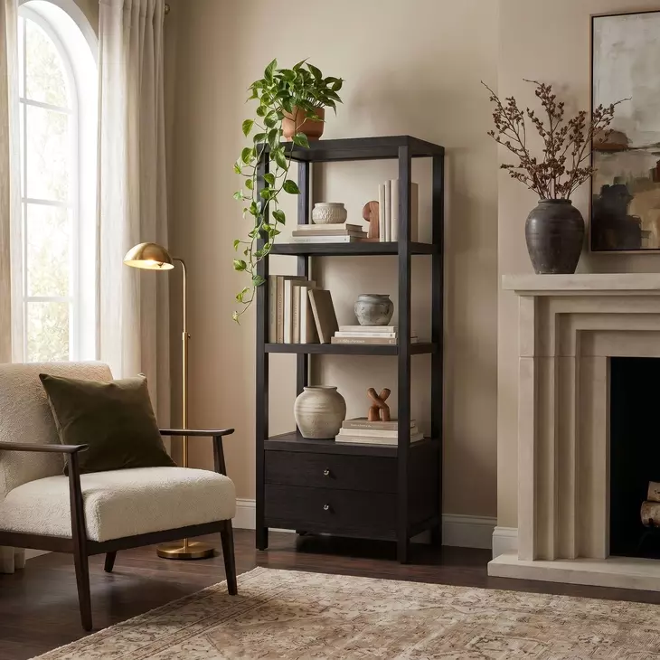 Nora Antique Coffee Open Bookshelf
