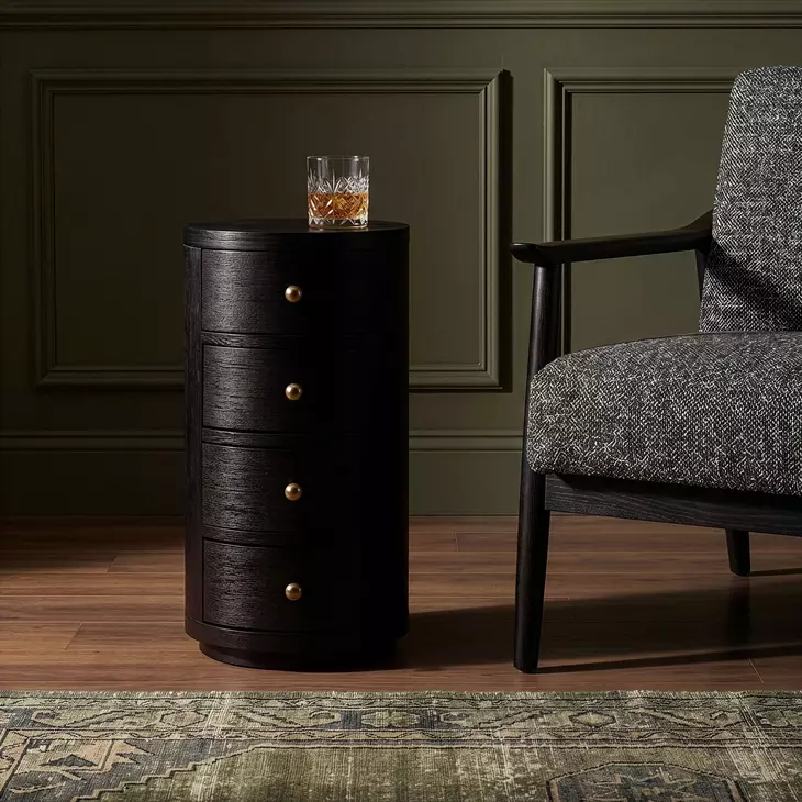 Nora Antique Coffee Round 4 Drawer End Table