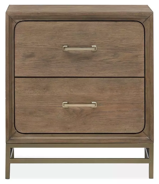 Lindon Belgian Wheat and Coffee Bean 2 Drawer Nightstand with USB Charging