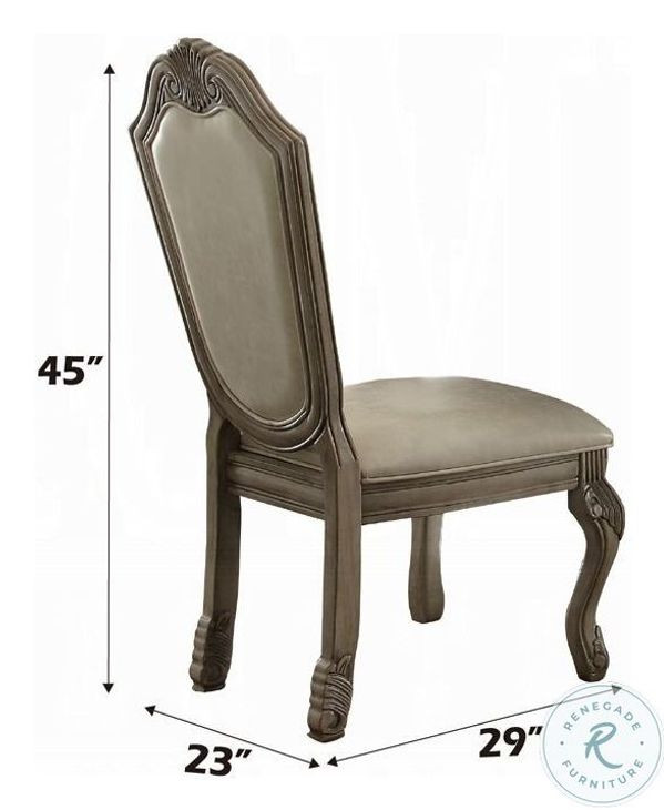 Chateau de Ville Synthetic Leather and Antique White Side Chair Set of 2