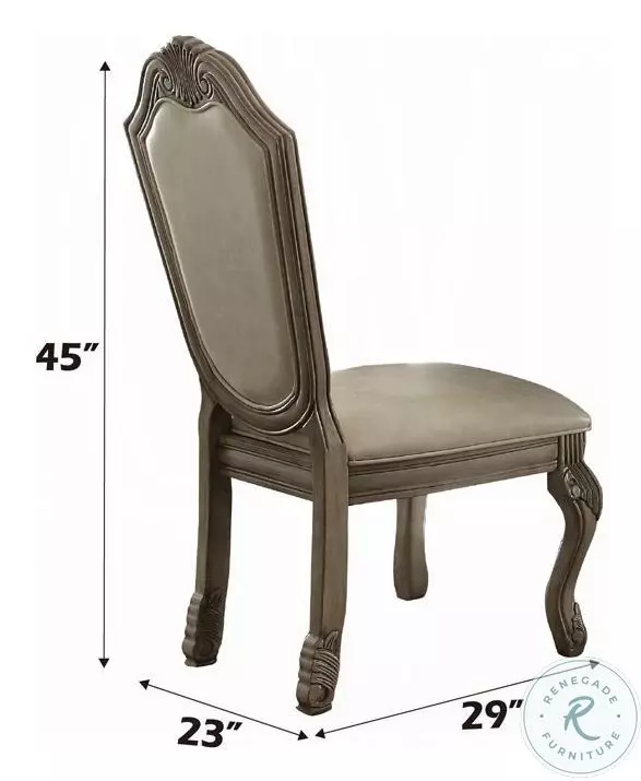 Chateau de Ville Synthetic Leather and Antique White Side Chair Set of 2