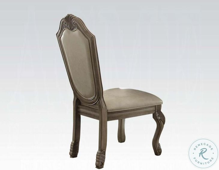 Chateau de Ville Synthetic Leather and Antique White Side Chair Set of 2