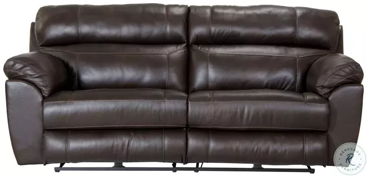 Costa Chocolate Leather Lay Flat Power Reclining 91" Sofa