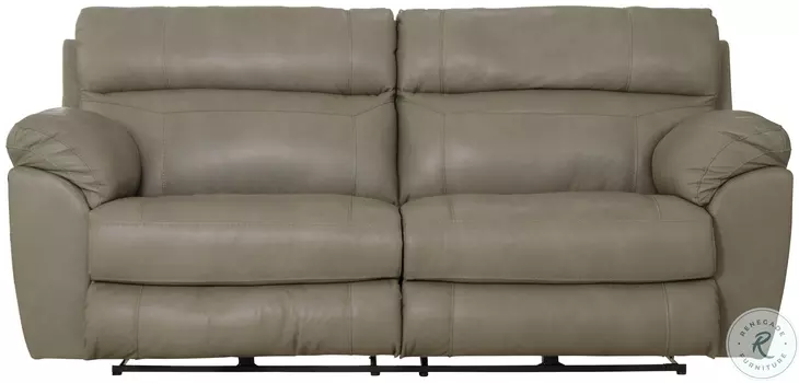 Costa Putty Leather Lay Flat Power Reclining 91" Sofa
