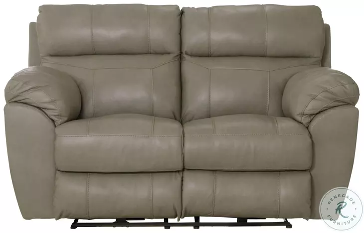 Costa Putty Leather Lay Flat Power Reclining 69" Loveseat