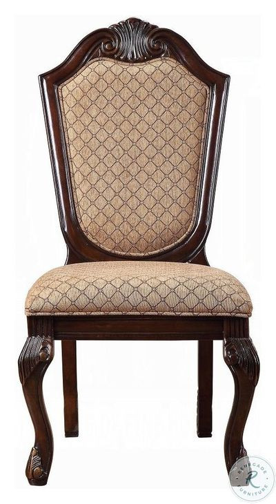 Chateau De Ville Fabric and Espresso Side Chair Set of 2