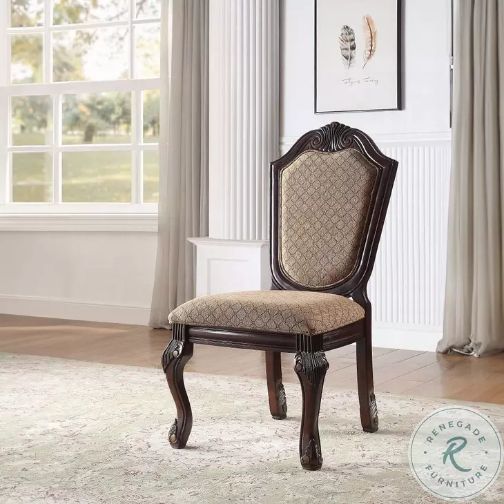 Chateau De Ville Fabric and Espresso Side Chair Set of 2