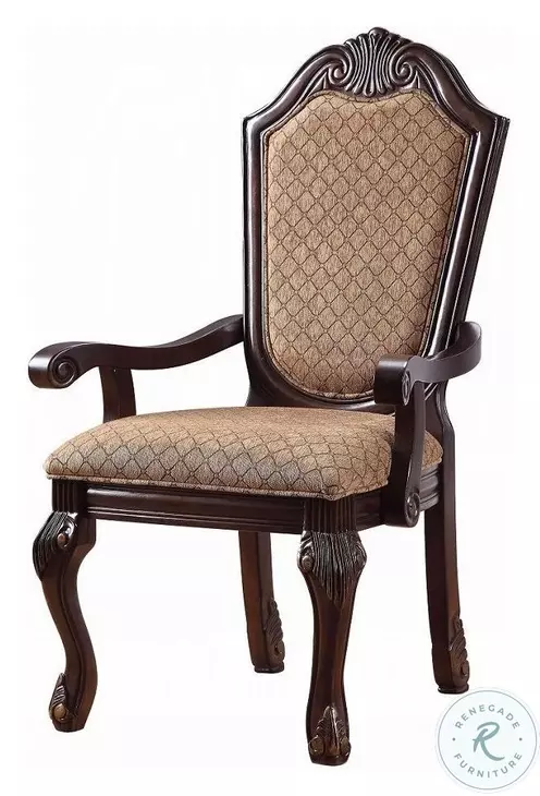 Chateau De Ville Fabric and Espresso Arm Chair Set of 2 from ACME