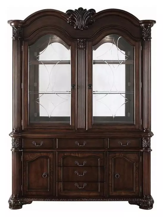 Chateau De Ville Espresso 4 Door Buffet and Hutch with LED