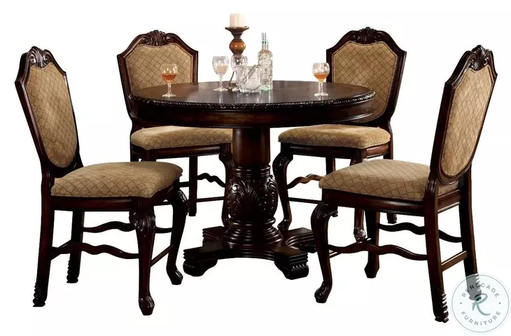 Chateau De Ville Espresso Round Counter Height Table Set