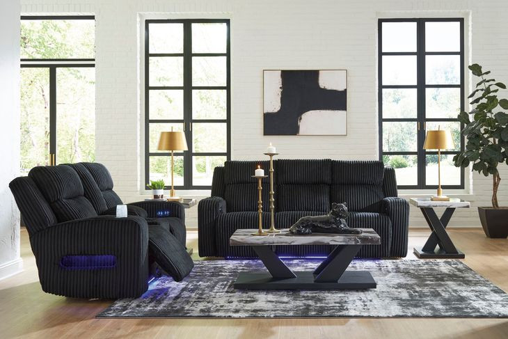 Broad Cove Black 89" Zero Gravity Power Reclining Sofa with USB Charging and LED
