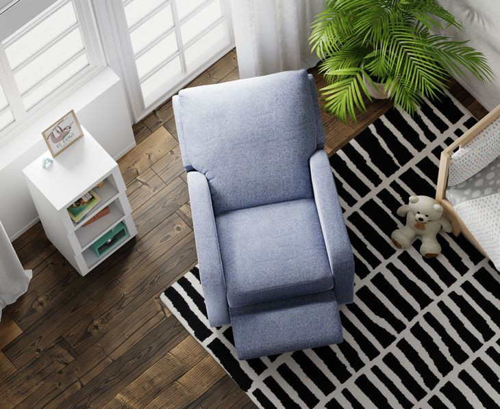 Lullaby Denim Auto Glide Power Recliner with Power Headrest and USB Charging